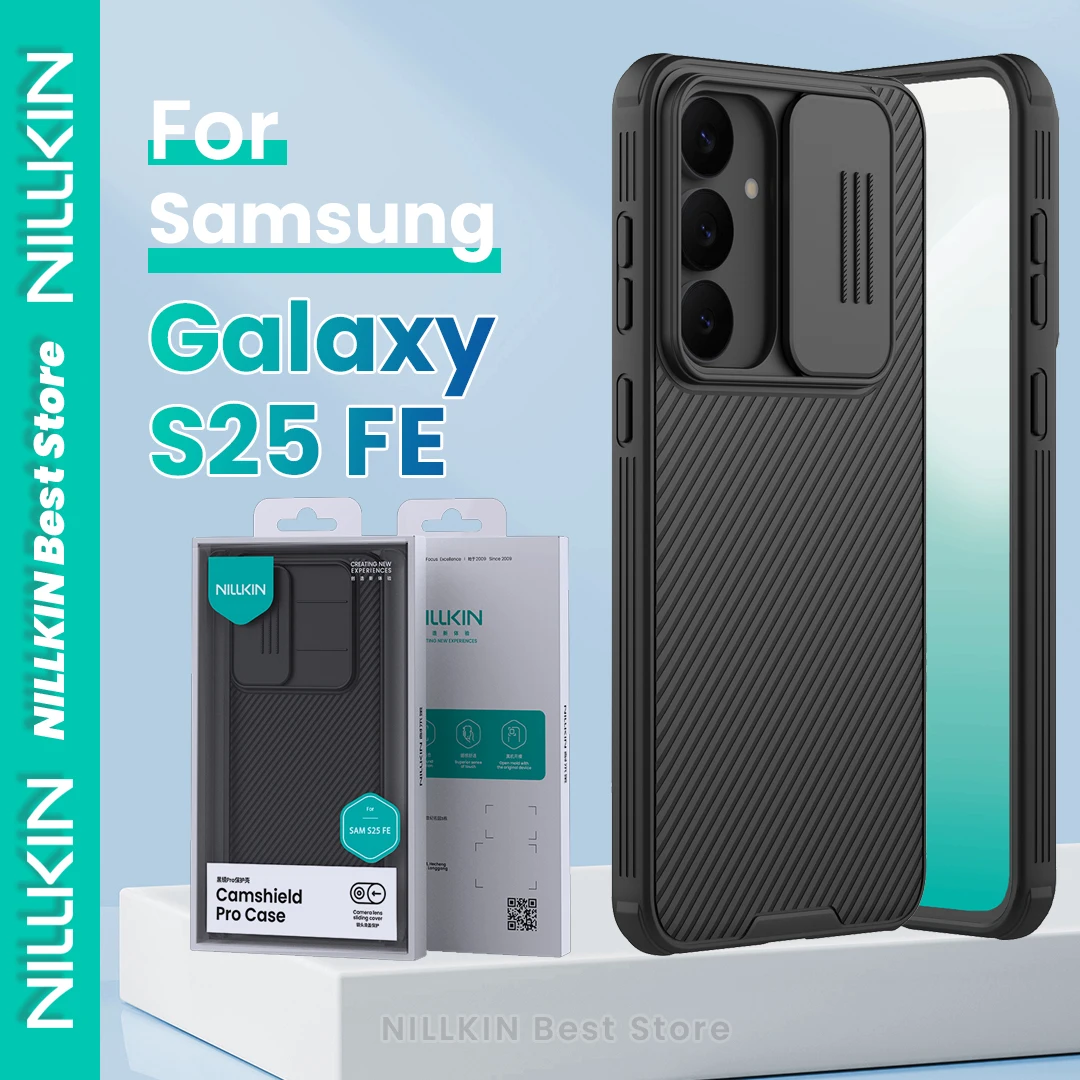 

Чехол NILLKIN для телефона Samsung Galaxy S25 FE с выдвижной крышкой для камеры, защитная пленка для ПК + ТПУ 360 ° Противоударный чехол Camshield Pro