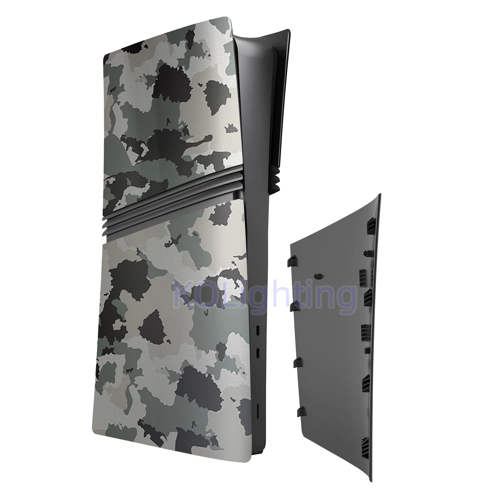 Gray Camouflage Plates for PS5 Pro Console Cover Premium ABS Faceplate Shell Covers for PlayStation 5 PRO Digital Edition