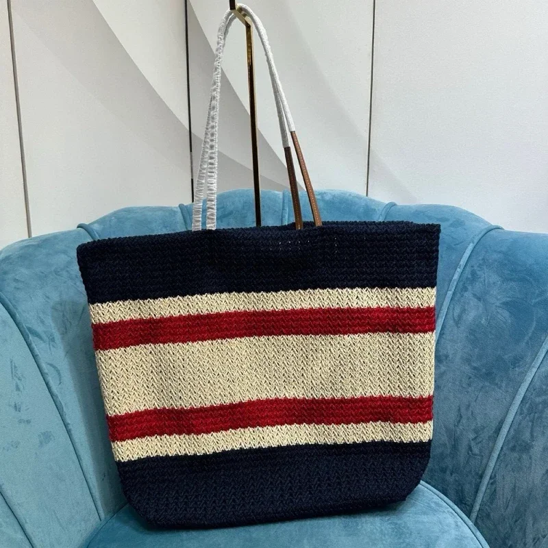 

Luxury Straw Tote Bags for Women Designer Handbag Famous Brand Handmade Weave High Quality Shoulder Casual Beach Bag 2025