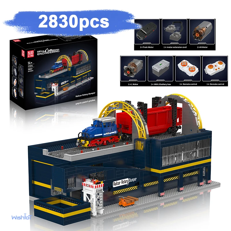 

17094 Railway Rotary Car Dumper Model Kit 2830pcs Small Granule Building Block Assembly Models DIY Toy for Christmas Gifts
