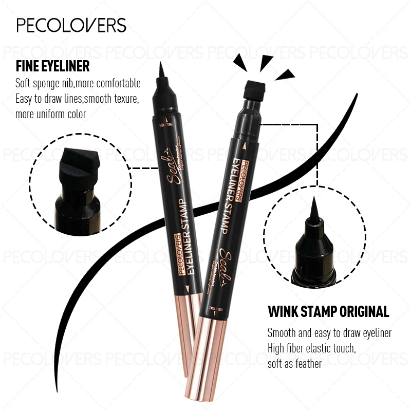 1PC 2 in1 Stamp Liquid Eyeliner Pencil Water Proof Fast Dry Double-ended Black Seal Eye Liner Pen Make Up for Women Cosmetics
