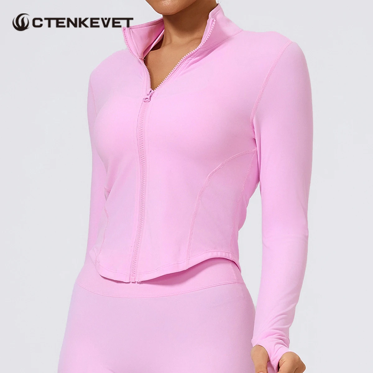 

Ctenkevet New Zipper Long Sleeve Jacket Women Training Tops Female Workout Yoga Clothing Women Sport Outfit For Woman Tight