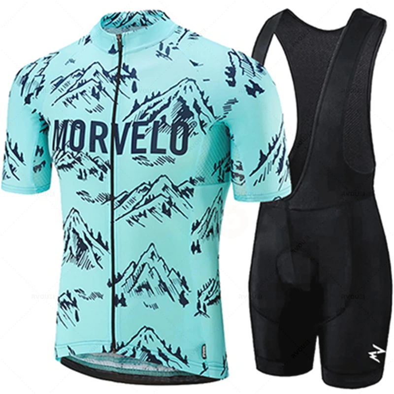 2022 New Morvelo Team Cycling Jersey Set Breathable MTB Bicycle Clothing Mountain Bike Wear Clothes Maillot Ropa Ciclismo Hombre