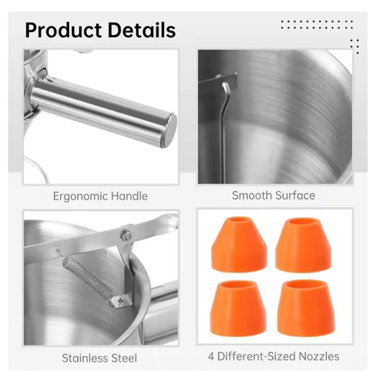 

Hot Selling Stainless Steel Funnel Dispenser With 4 Leak Rack Octopus Fish Ball Kitchen Tools