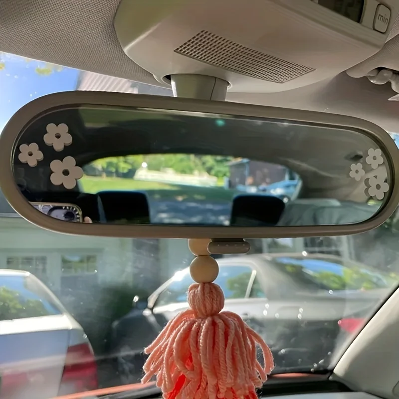 12pcs Colorful Flowers Car Interior Rearview Mirror Stickers DIY Cosmetic Mirror Cell Phone Case Laptop Decoration Vinyl Decals