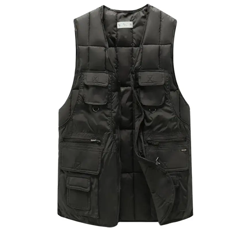 

Multi Pocket Vest Men Gilet Tactical Vests Men Winter Sleeveless Outerwear Many Pockets Winter Men Warm Tops Winter Cotton