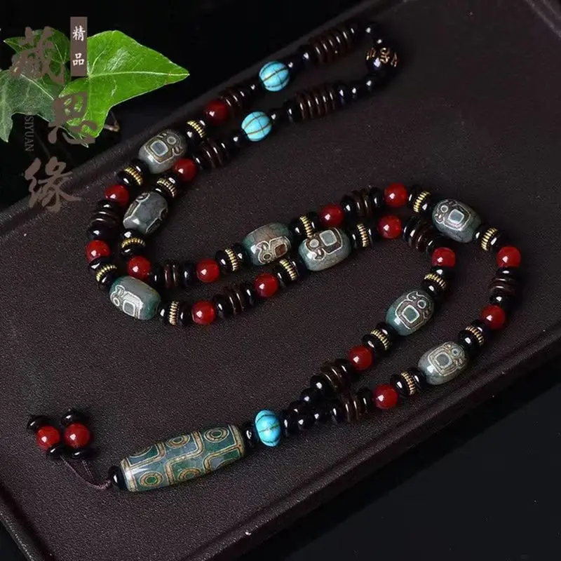 

Beautiful Nature Tibetan Eyes 9 Dzi Chalcedony Pendant Agate Bead Necklace Magical Totem Lucky Energy Amulet Bless Mascot Fine