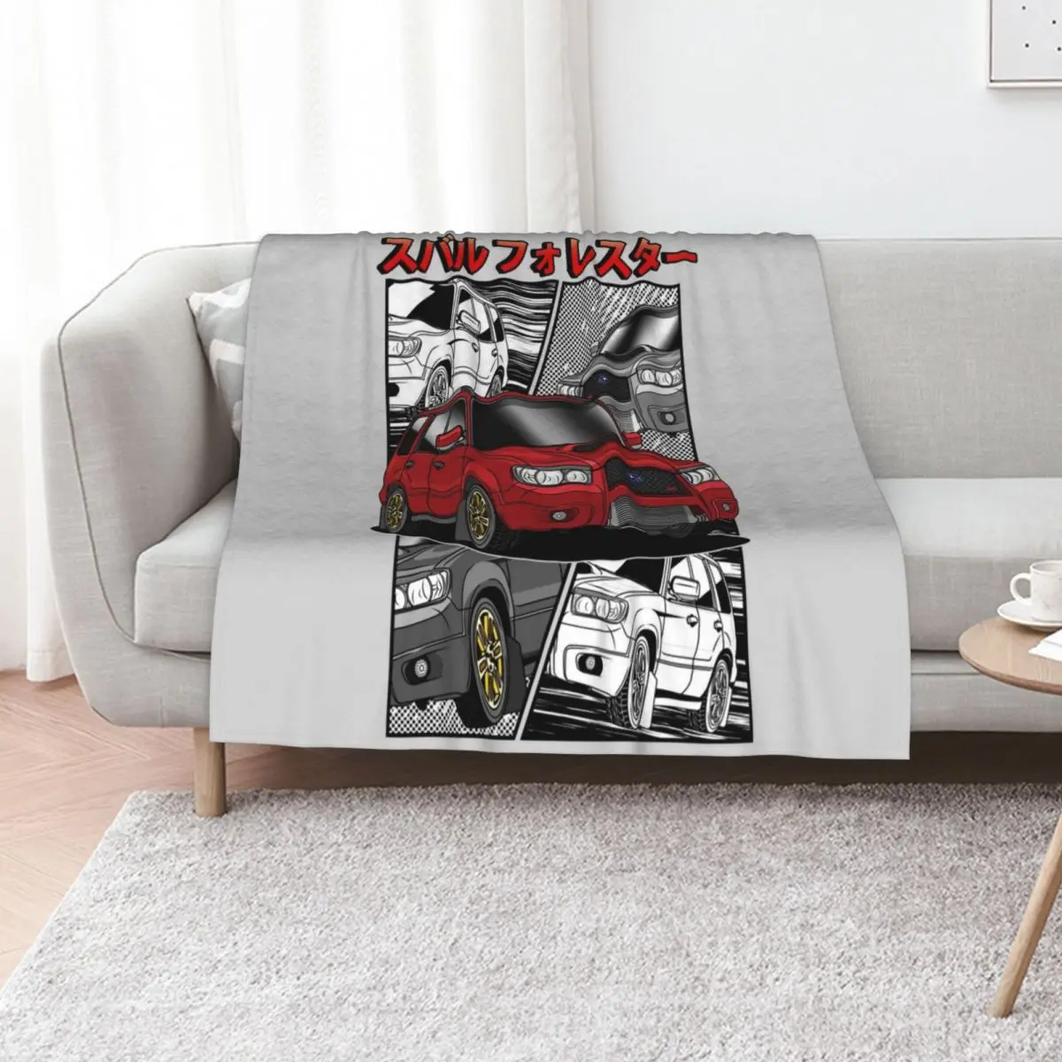 

JDM Red Subie Forester STi Throw Blanket Soft anime Beach Moving Blankets