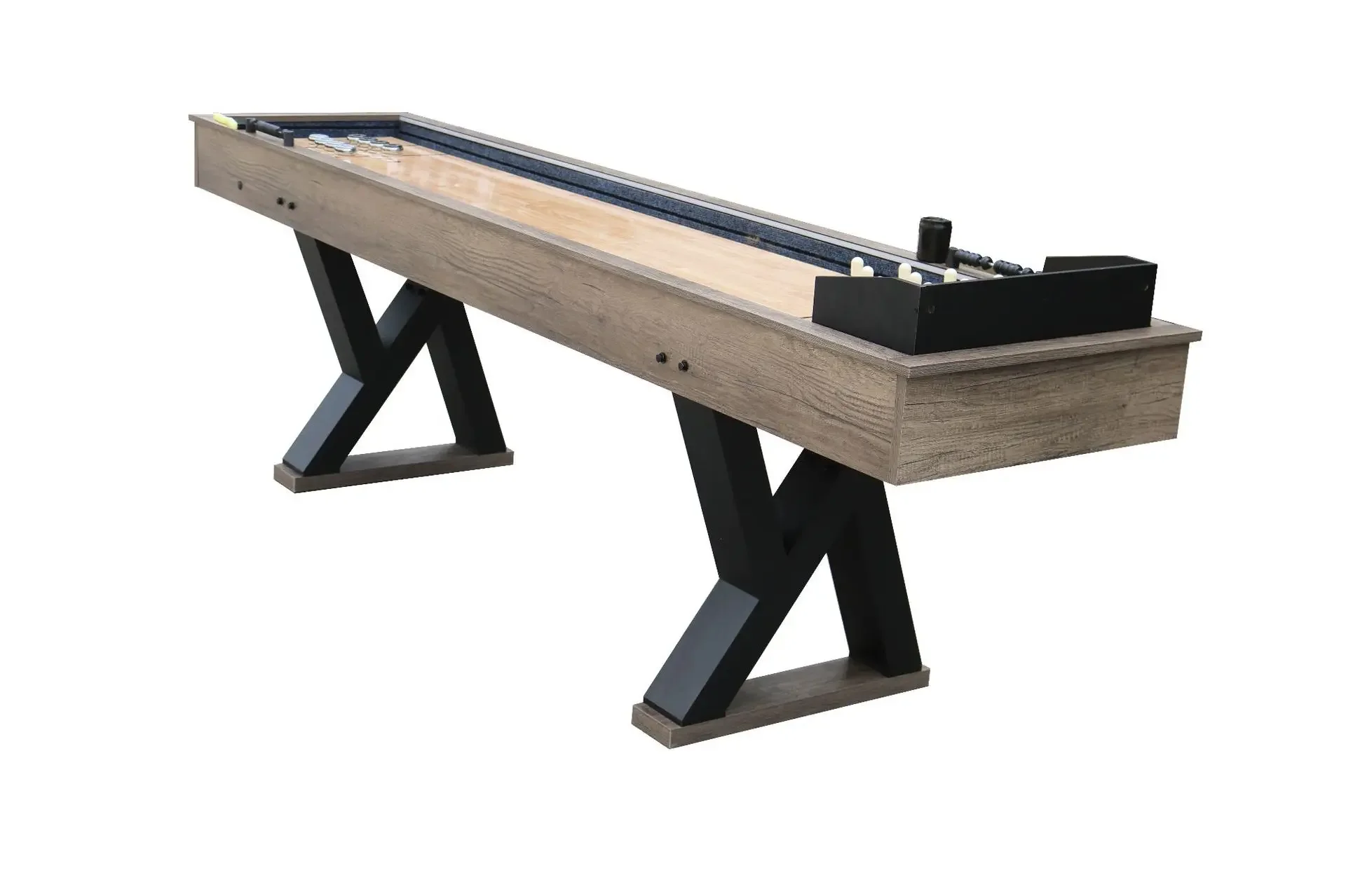 Wholesale new 9' shuffleboard table with led and bowling ball for shuffleboard game