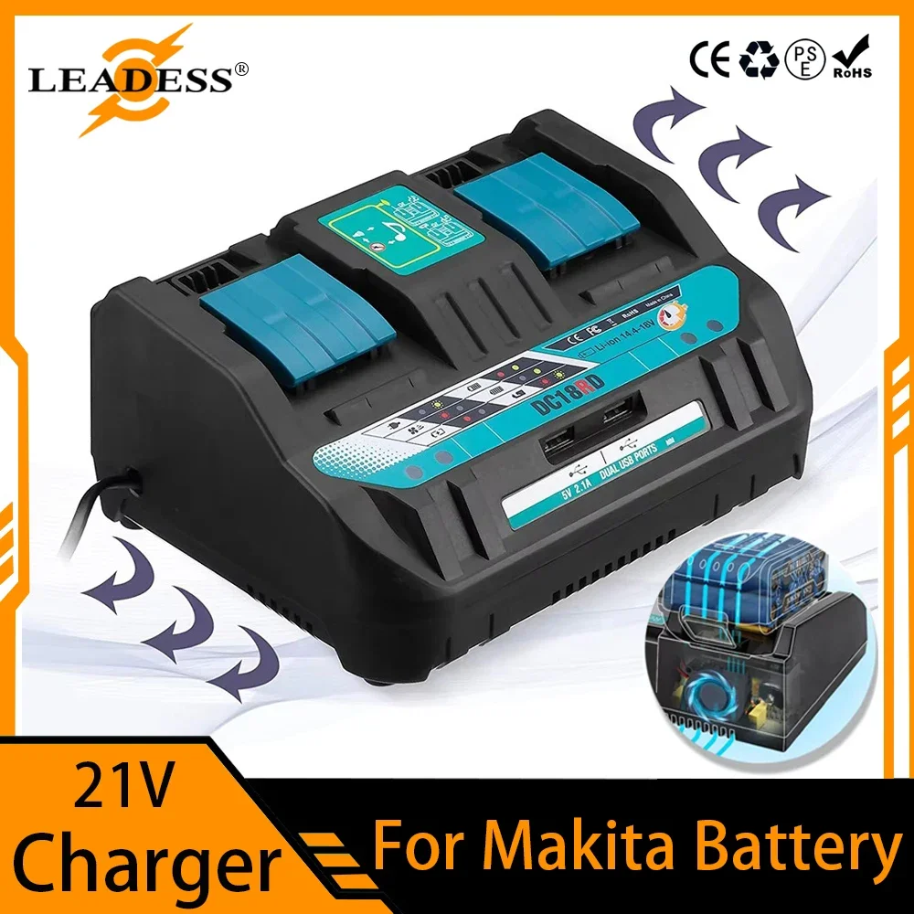 DC18RD Li-ion Battery Charger for Makita Fast Charging Station 14.4V 18V Bl1830 Bl1430 DC18Ra Electric Power DC18Rct 3A Charging