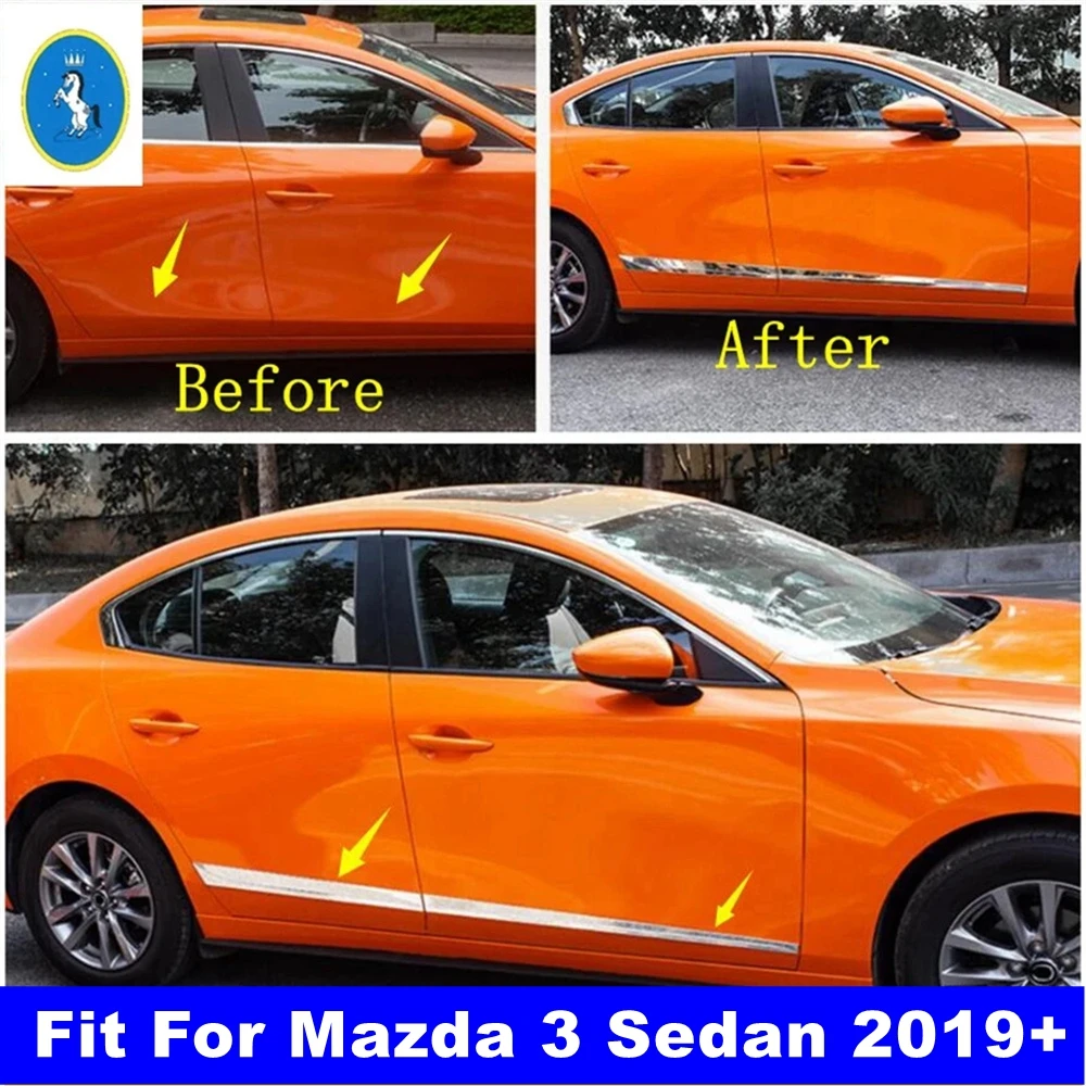 

Auto Outer Door Body Molding Bottom Stripes Decor Panel Cover Trim Fit For Mazda 3 Sedan 2019 2020 Shiny Exterior Accessories