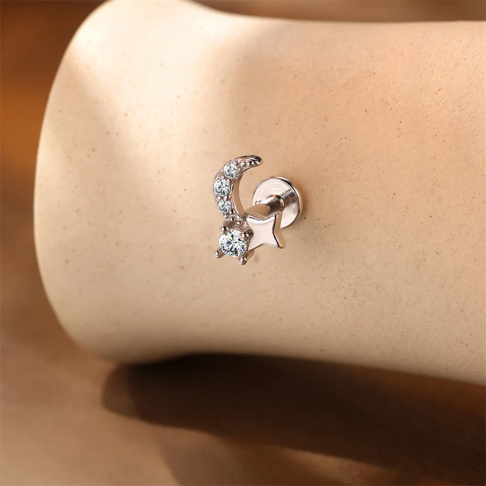 AIDE 925 Sterling Silber 1 STÜCK Mini Moissanit Vier-Klauen Schraube Ohrstecker Casual Design DIY INS Ohrstecker für Dame Schmuck – Detail 29
