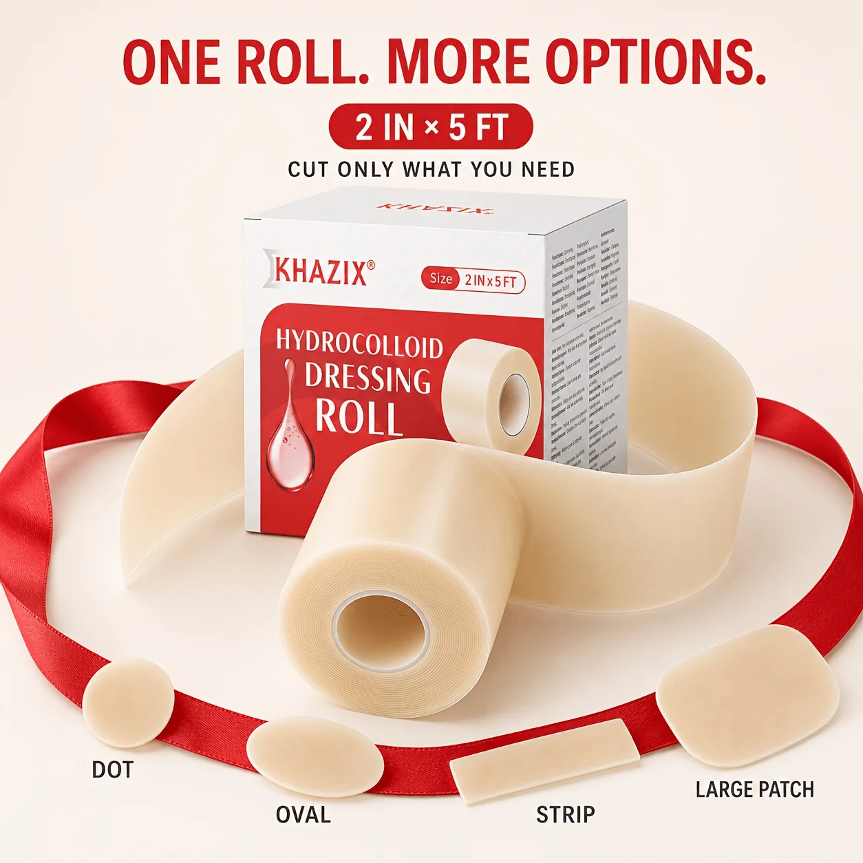 1roll Self-adhesive water-based colloid acne patch roll, anti-stain, reduces friction, water-resistant and breathable.