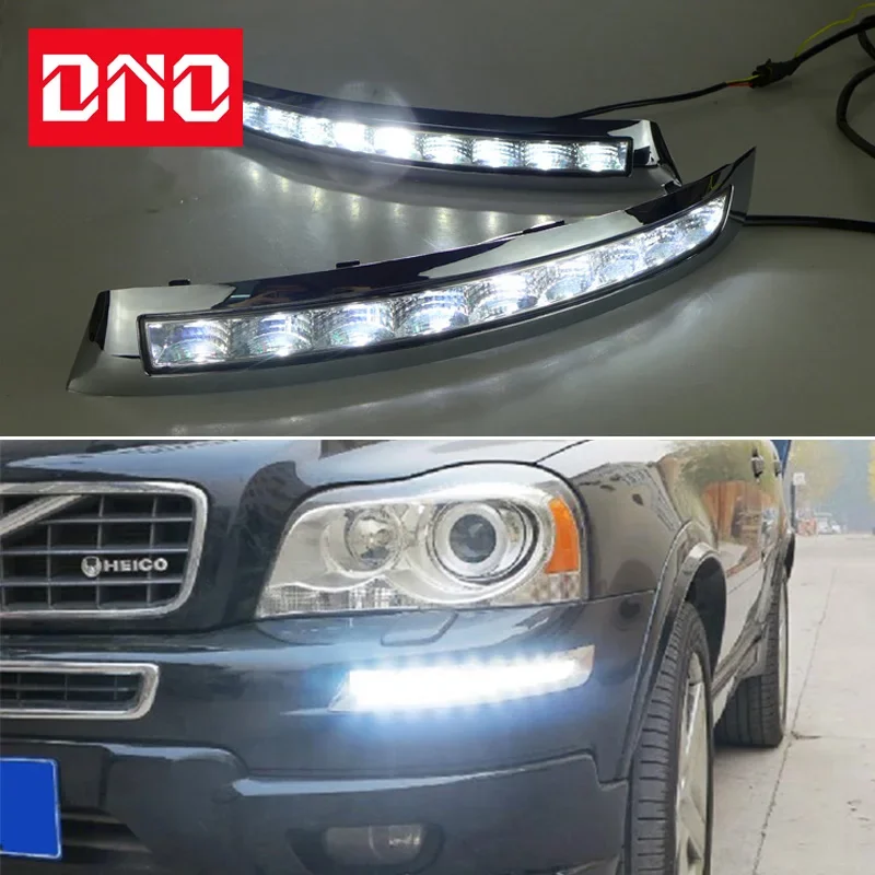 Car LED Daytime Running Headlamps For Volvo XC90 2007-2011 2012 2013 Daylights Yellow Turn Signal DRL Car Foglamps