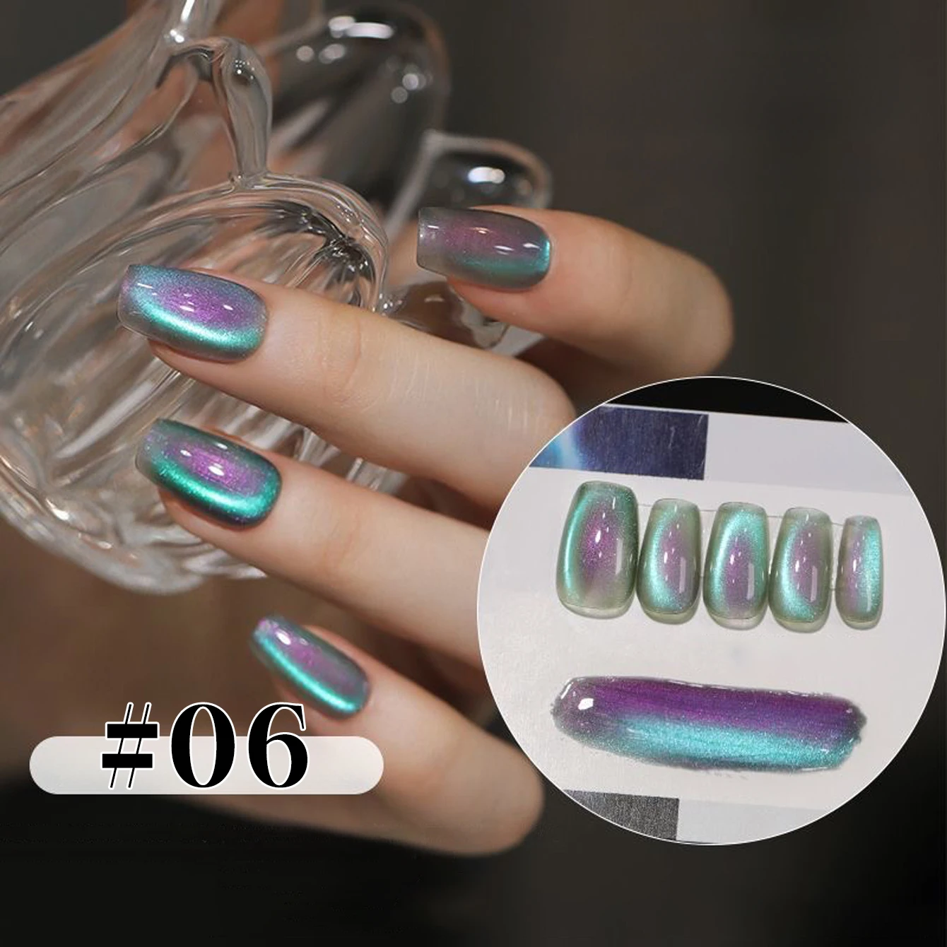 MlANEl 12ml Dual-Use Cat Eye Nail Polish Gel for Autumn Halloween 2025 with Glass Beads And Crystal Shiny Sparkling Effect