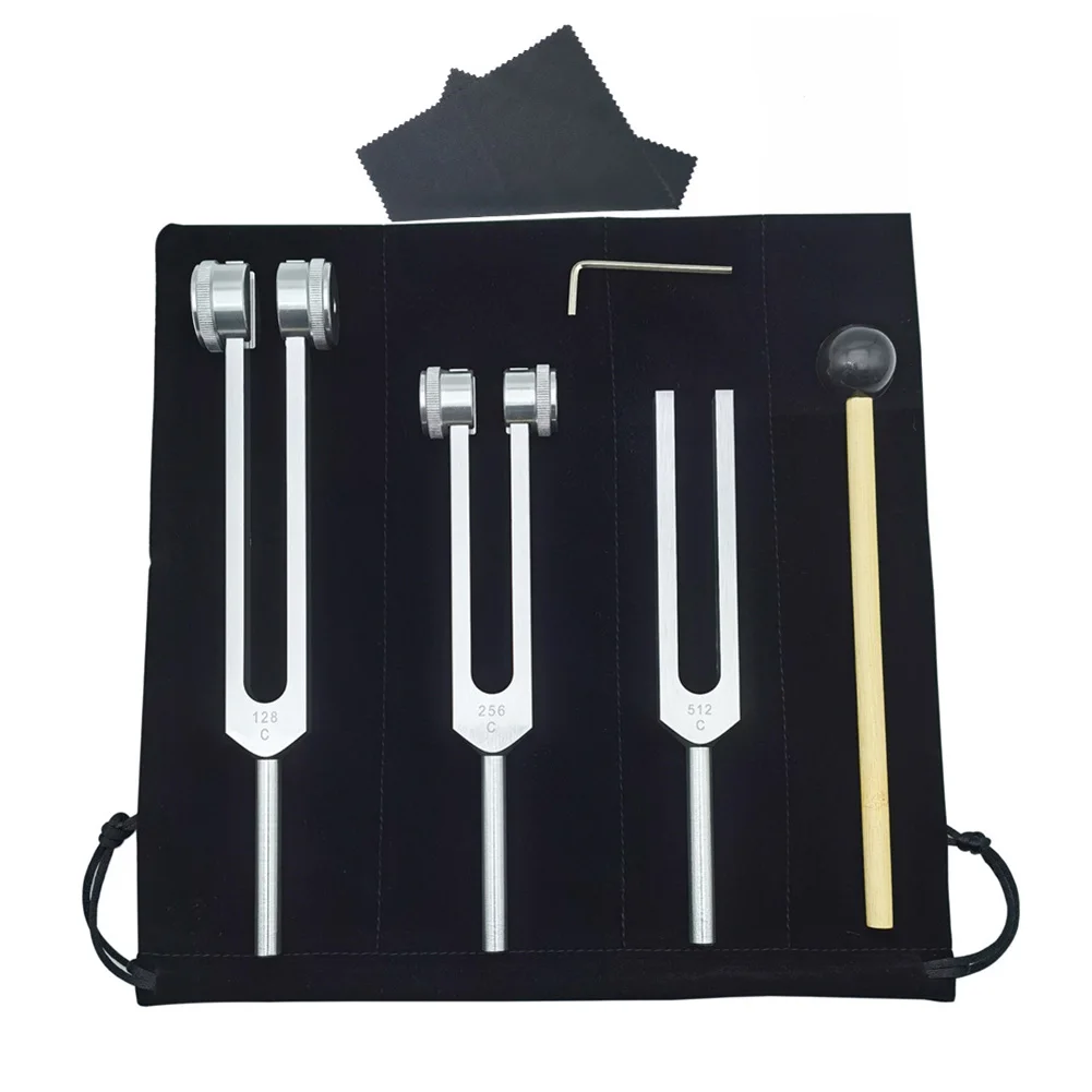 Stemvorken Set 27.9x18.8x4.5cm Metaal ZILVER/GOLD128Hz 256Hz 512Hz Stemvorken voor muziekinstrumenten Aanpassingstool