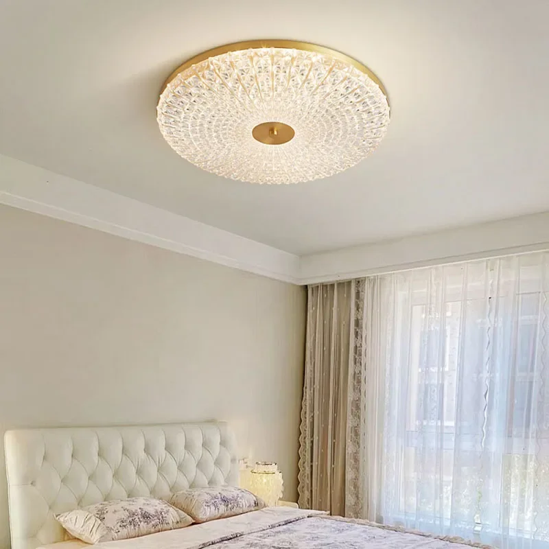 New Light Luxury Led Round Acrylic Ceiling Lamp Bedroom Modern Living Room Balcony Indoor Copper Lighting For Home