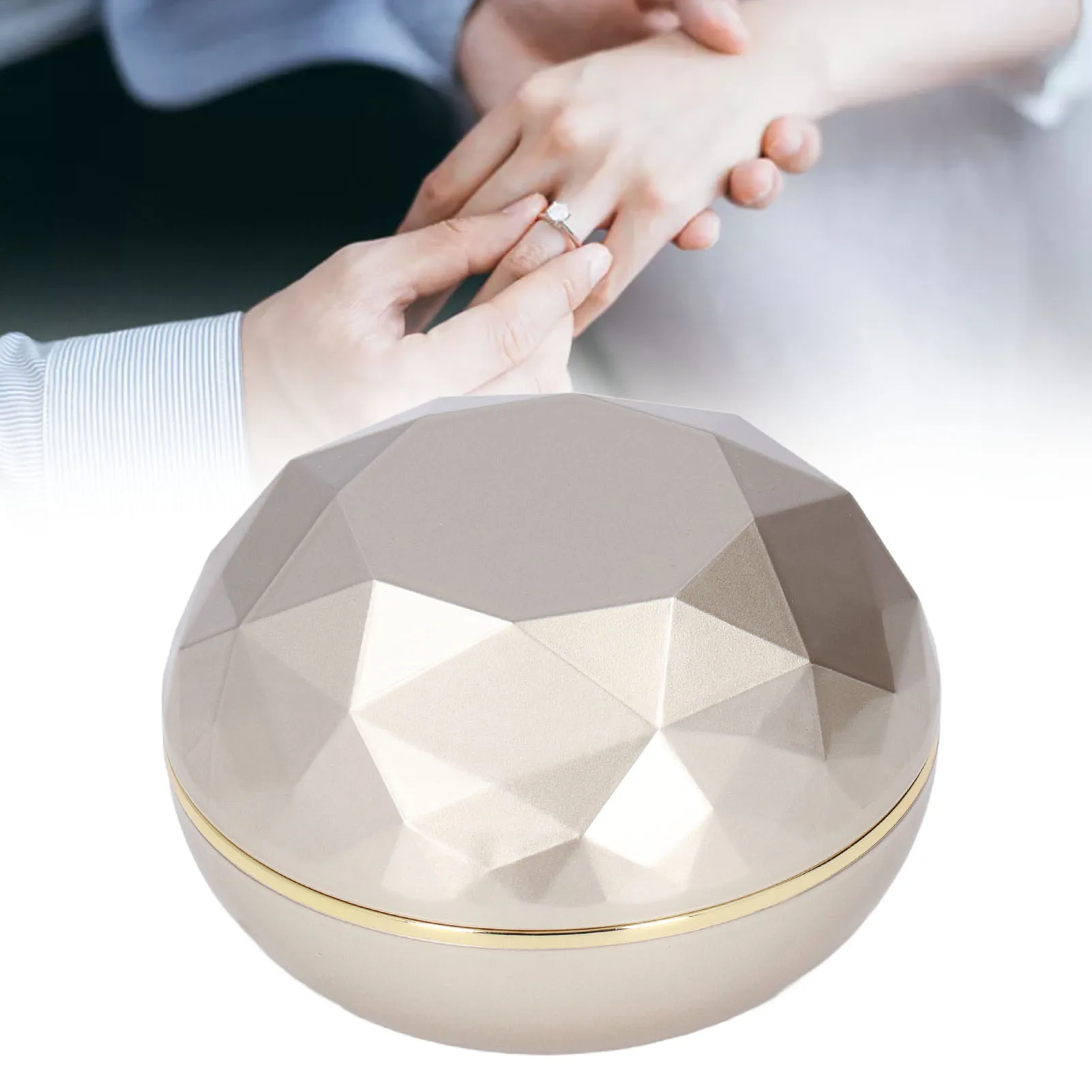 Caja de anillos LED ZK50, lujosa y elegante tratamiento esmerilado, terciopelo suave, buena textura, caja de regalo de joyería para compromiso y boda