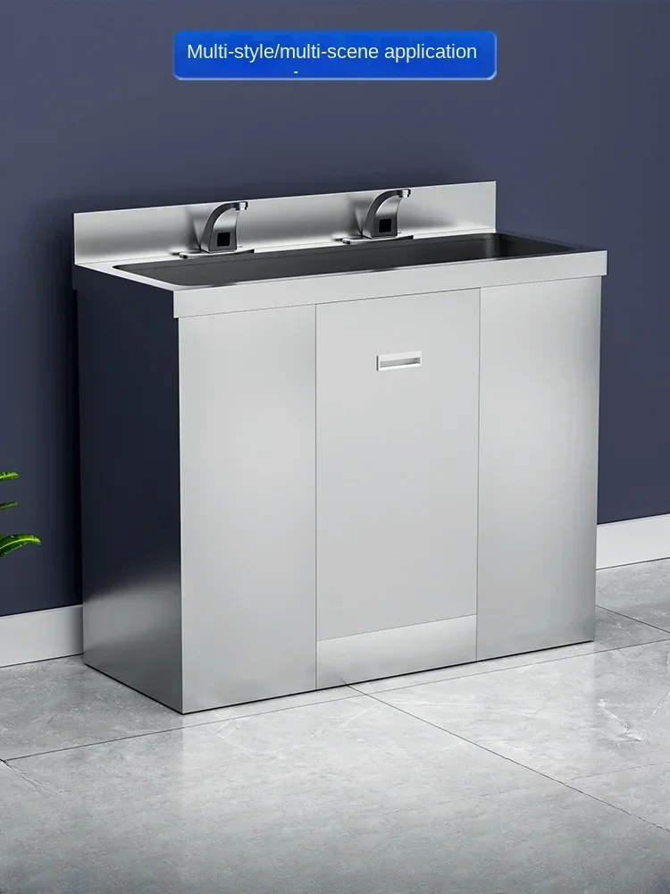 cross-border 304 stainless steel medical sink single and double pedal induction sink school commercial dust-free workshop sink