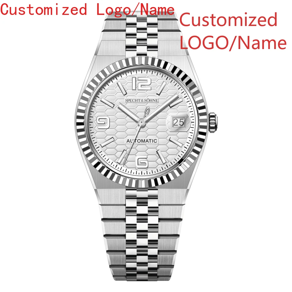 الفاخرة عارضة التقويم الرجال النساء التلقائية الميكانيكية ووتش الفولاذ المقاوم للصدأ الياقوت أسود أبيض أزرق الأرض الساعات حسب الطلب