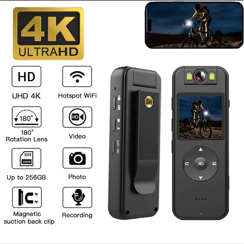 

Ultra high definition 4K wireless WiFi hotspot camera, law enforcement recorder, motorcycle riding recorder, mini sports camera