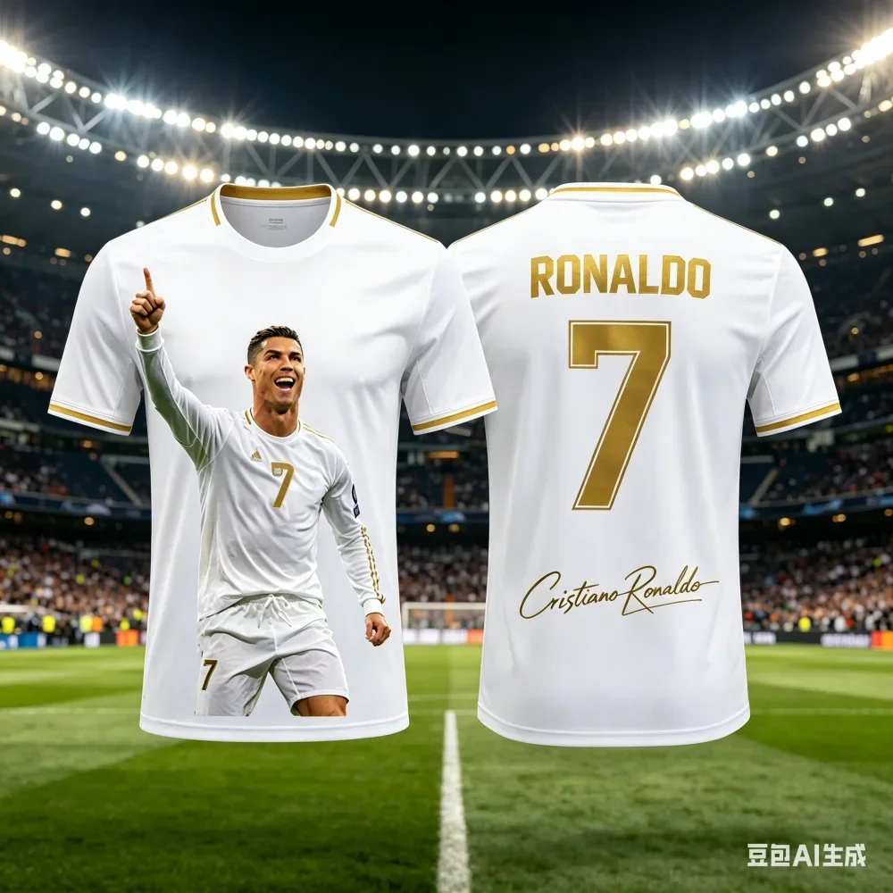 2026 Cristiano Ronaldo No.7 AI Pattern 3D All Over Printed Football Fan Jersey, Stylish Comfortable Breathable Men's Sports Top