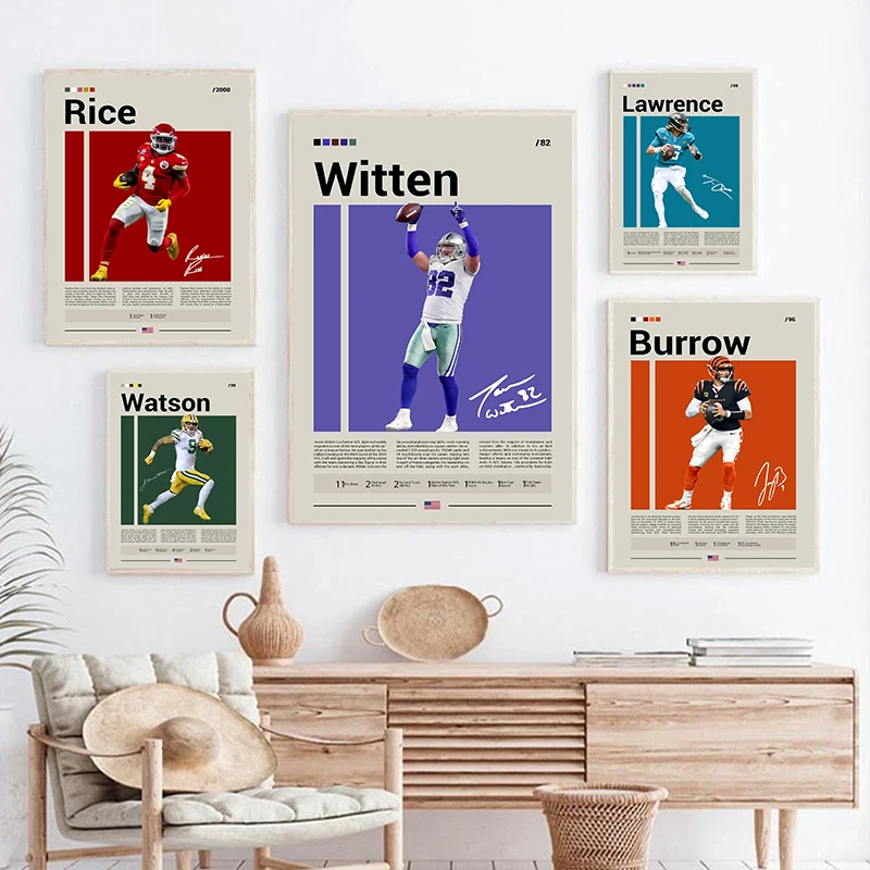 1pc frameless Canvas Painting Famous American Football Player Posters Soccer Star Sport Walter Payton Prints Canvas Painting Wal