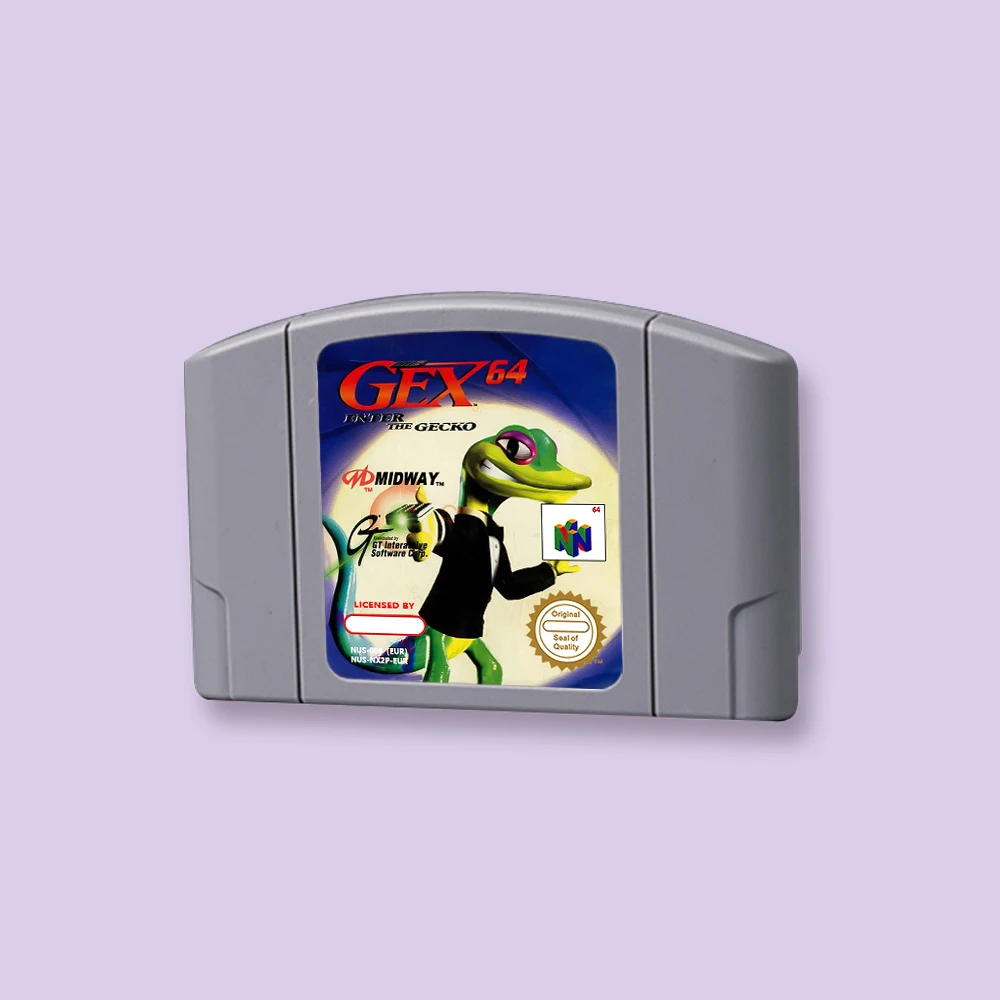 for Gex 64 - Enter the Gecko 64bit  game card for EUR PAL version N64 video game console English language