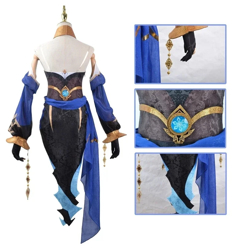 Spel Genshin Impact Layla Sumeru Cosplay Kostuum Layla Full Set Hoofddeksels Jurk Kousen Pruik Anime Cosplay