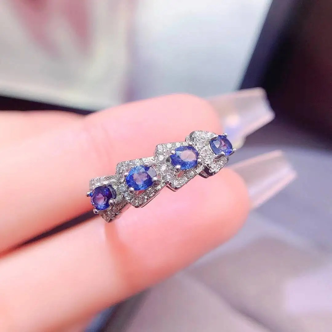 KJJEAXCMY high-grade Jewelry Natural Women's Sapphire Ring S925 Silver Colorful and splendid Crystal pure fire flash explosion
