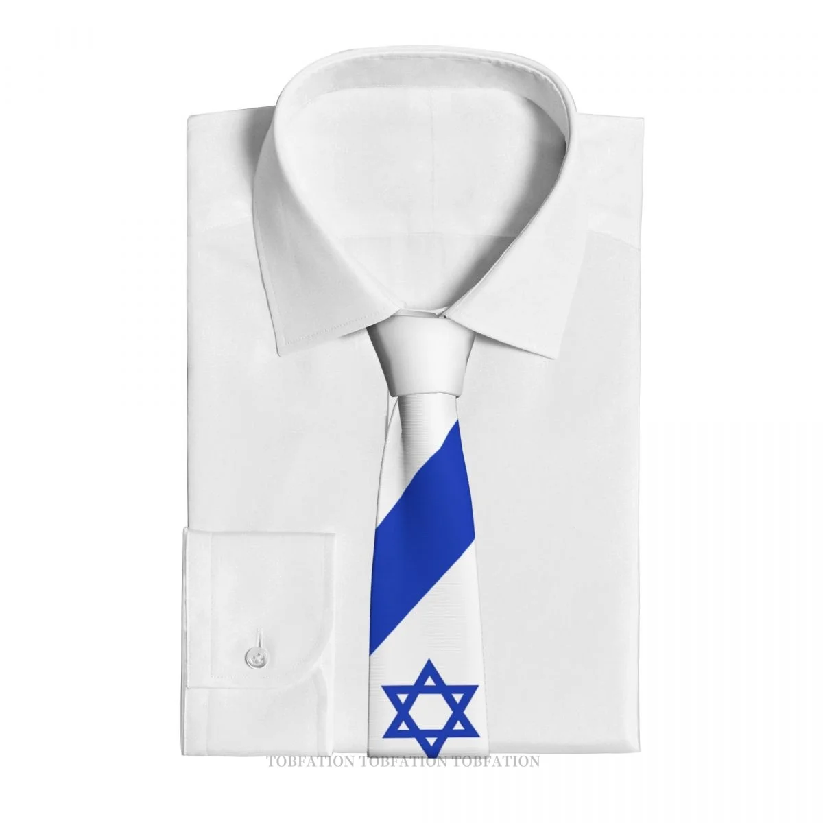 Israel Flag Classic Men\'s Printed Polyester 8cm Width Necktie Cosplay Party Accessory