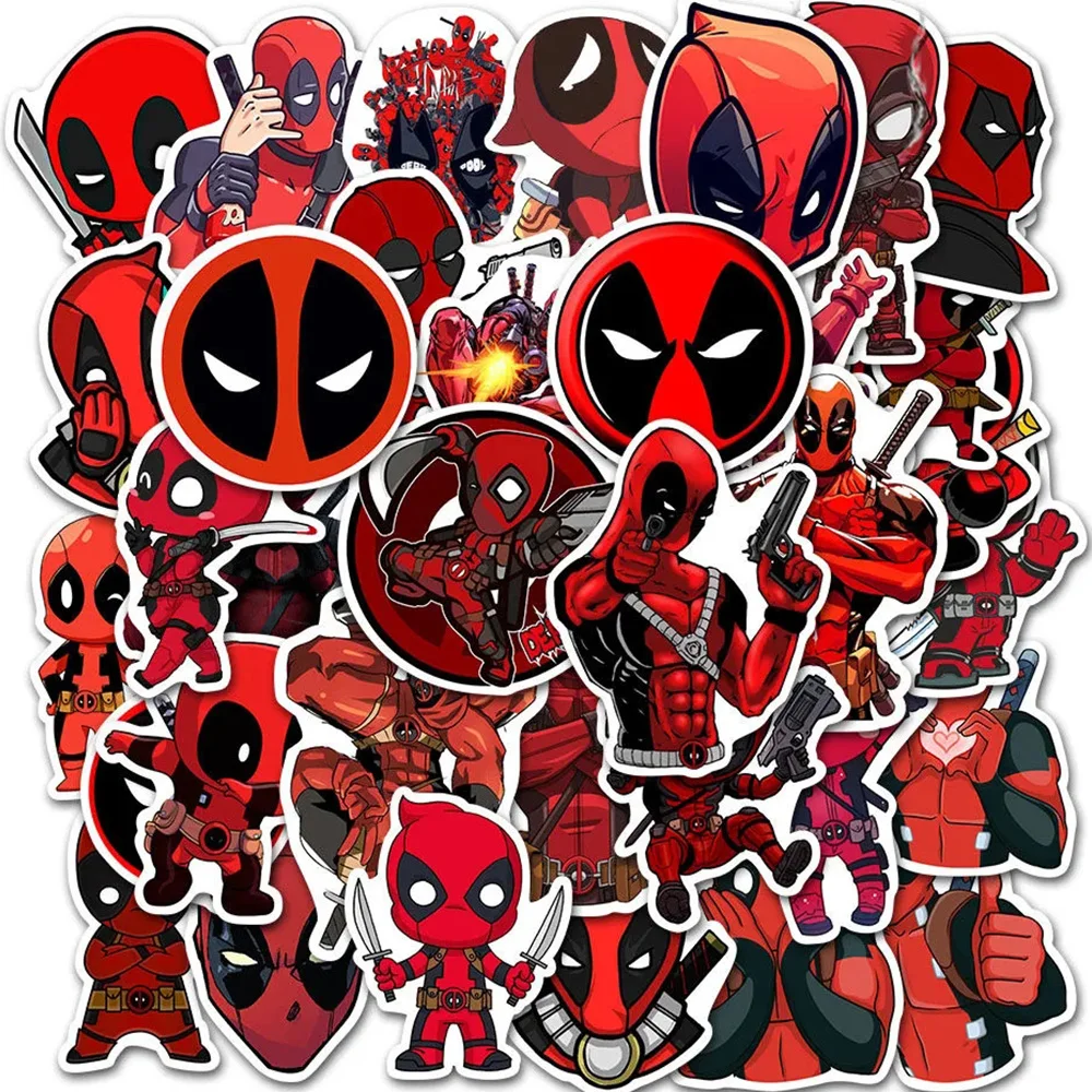 

35pcs Cute Disney Anime Deadpool Stickers Cartoon Super Hero Graffiti Sticker DIY Phone Case Water Bottle Suitcase Decals Decor