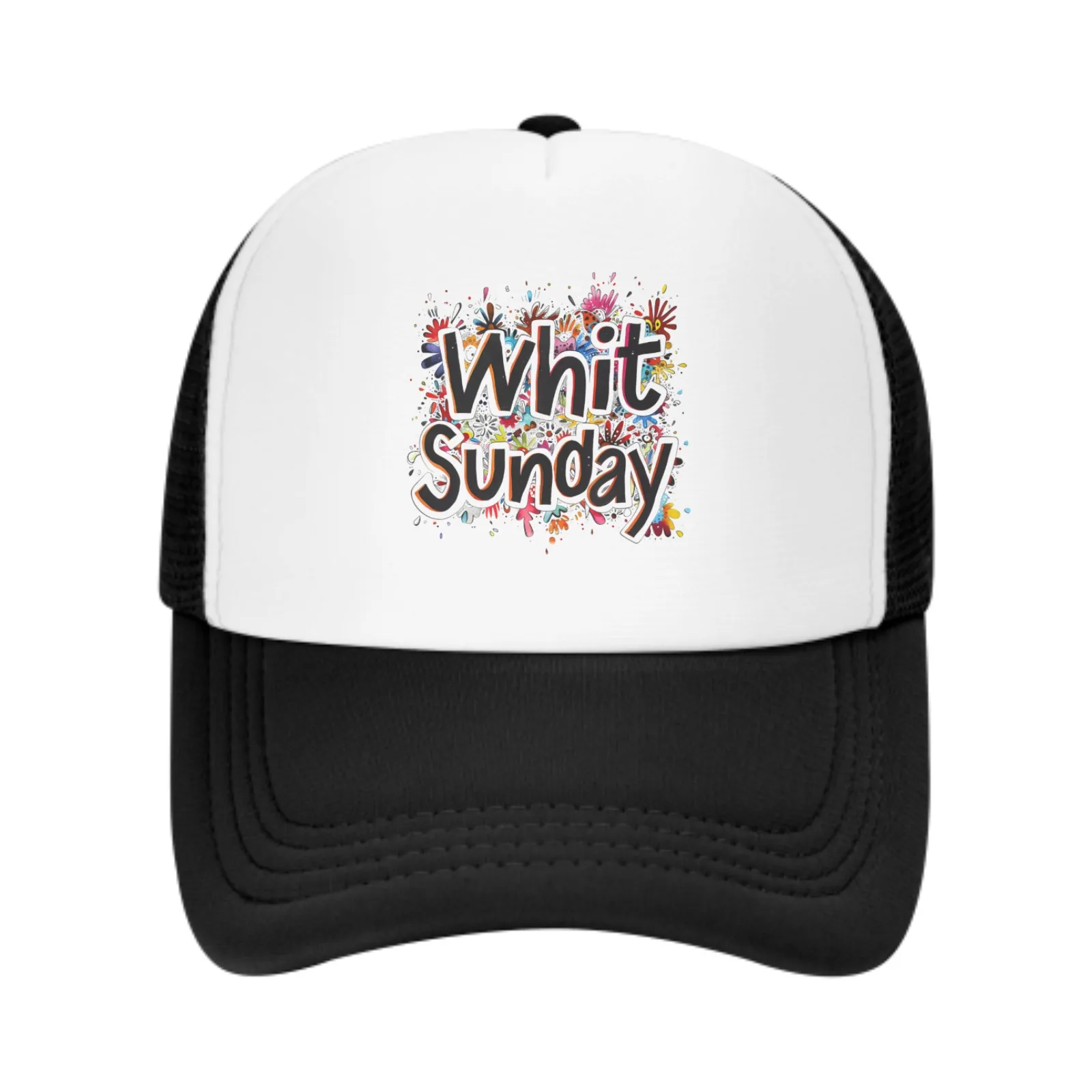 Paint Splatter White Sunday Baseball Cap Adult Mesh Hat Adjustable for Men Women Sports Breathable Fashion Daily Travel Outdoor