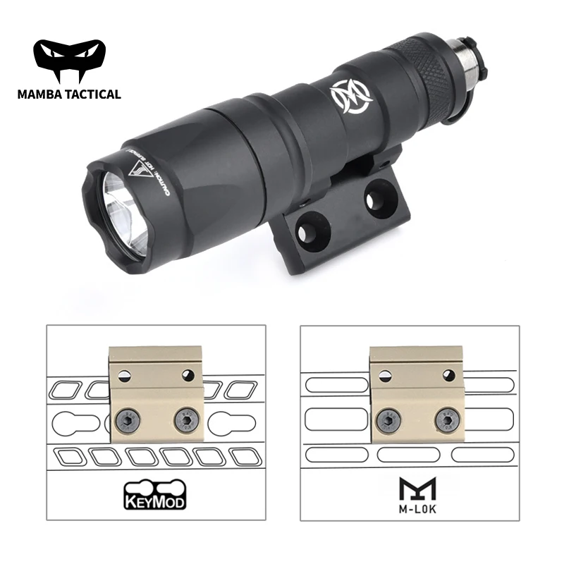 Tactical Mini Metal Offset Base Surefir M300&M600 WADSN Flashlight Scout LightCNC Mount Fit Keymod Mlok Rail Hunting Accessories