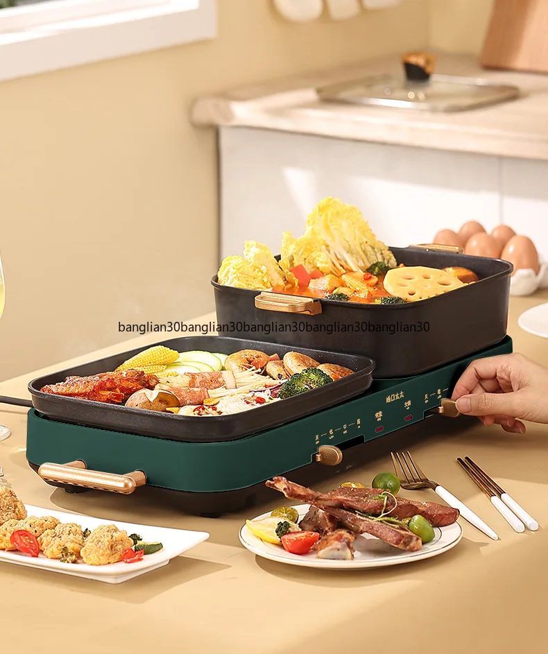 

Многофункциональная электрическая кастрюля-гриль для дома: для жарки, тушения и приготовления на открытом огне, со съемными элементами