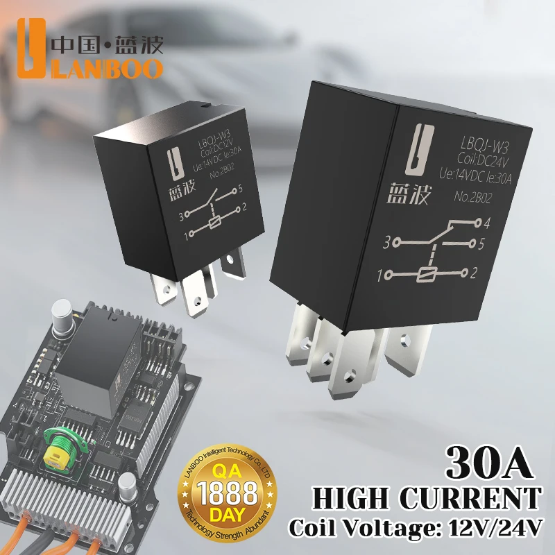 LANBOO Mikro Przekaźnik Samochodowy Fioletowy 12V/24V 30A 4PIN/5PIN 1NO/1NO1NC - Dostawa Fabryczna do Systemów Elektrycznych
