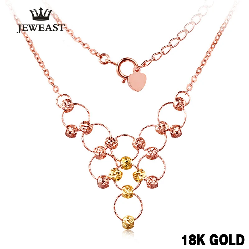 

18k Pure Gold Necklace Solid 750 Chain Lucky Bead Woman Gril Miss Gift Romantic Pop Pendant Top Quality Upscale 2023 New Ball