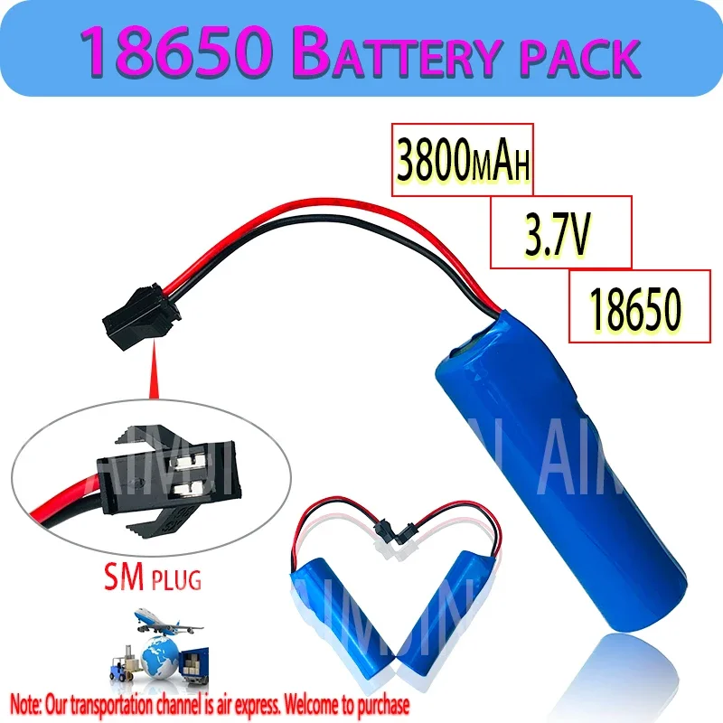 

3.7V 18650 3800mAh Rechargeable Battery Li-Ion Battery for with PCB Microphone Recorder RC Car SM Plug Replace battery