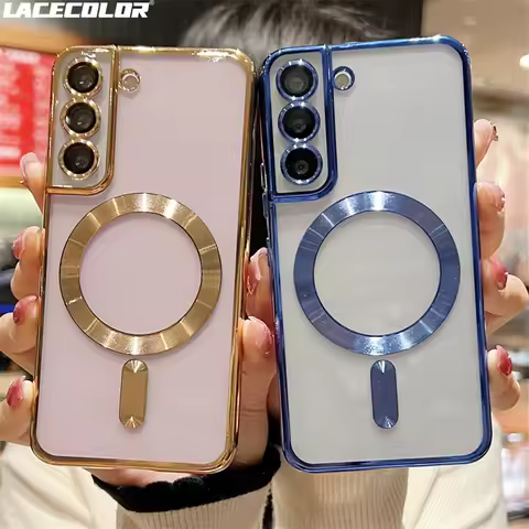 Luxury Plating Bumper Magnetic Magsafe Case For Samsung S25 Edge S24 S23 S22 S21 Plus Ultra FE A56 A36 A26 A06 A16 A15 A55 A35