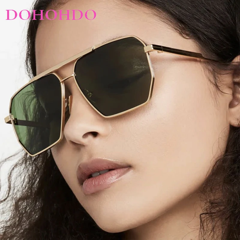 

Luxury Designer Pilot Oversized Metal Square Frame Travel Women's Sunglasses Drive Men Sun Glasses Fashion Eyewear UV400 Lentes