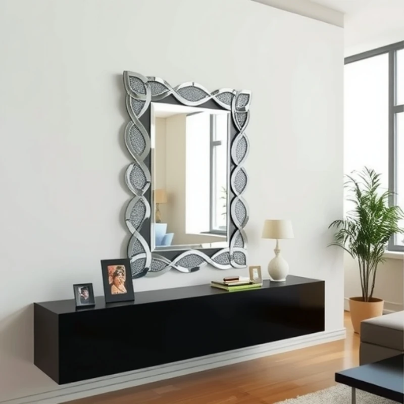 

Mirror rhinestone round hanging glass dressing mirror makeup wall-mounted bathroom wall mirror creative pen