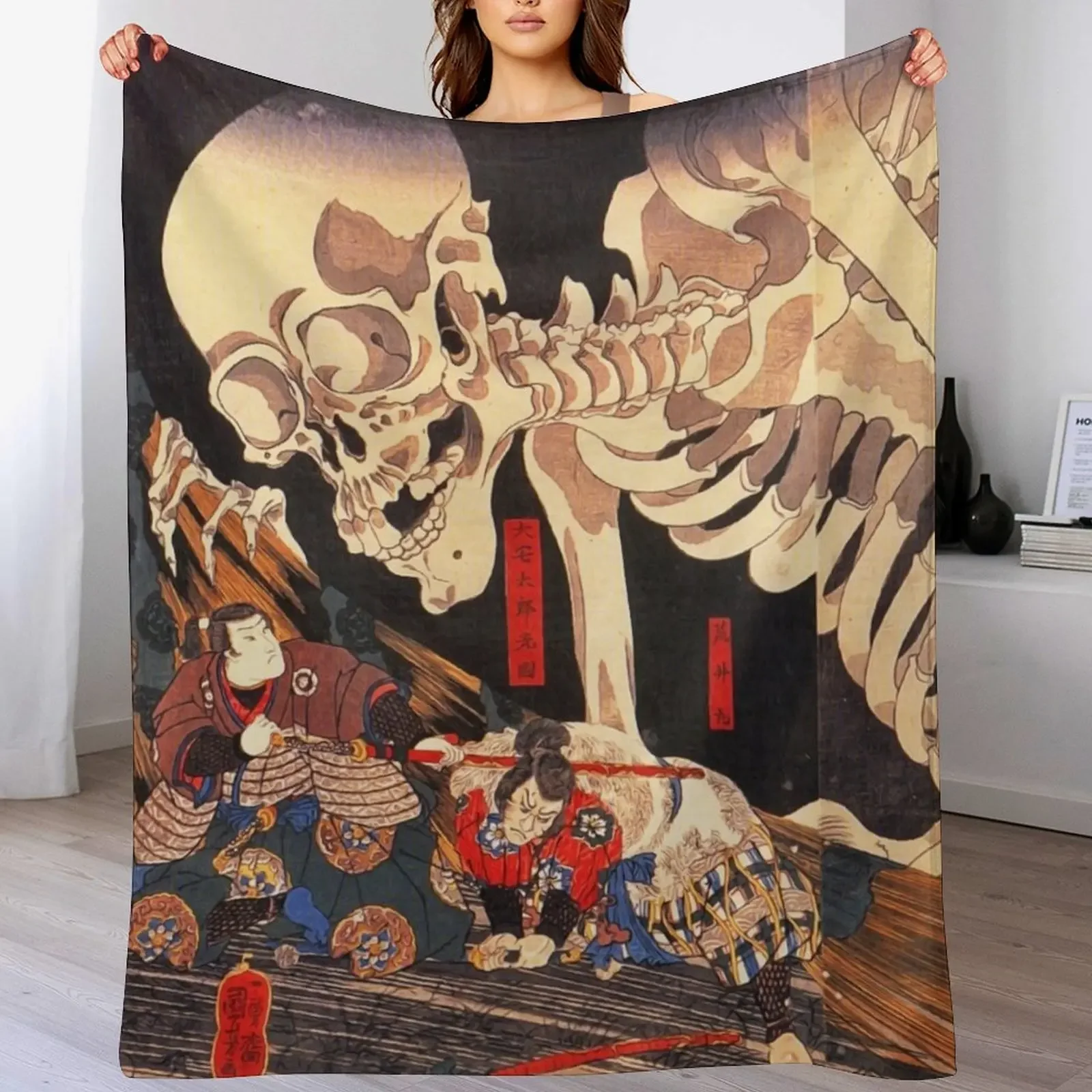 

Gashadokuro Skeleton Ghost Throw Blanket Winter beds Thins valentine gift ideas Blankets For Baby Blankets