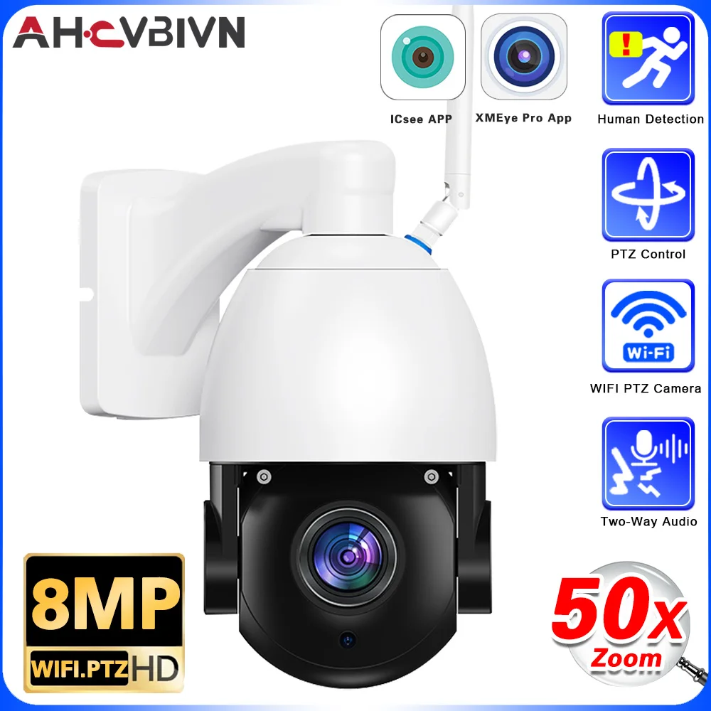 

4K 8MP IP Camera WiFi 50X Optical Zoom Outdoor PTZ Metal Security Camera Night Vision 120M CCTV Video Surveillance 4MP Cam iCSee