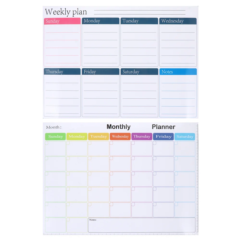 2 قطعة جدول مغناطيسي قابل للمسح لوحة رسائل الثلاجة للتخطيط المنزلي منظم قابل للكتابة لوحة تذكير مخطط قابل للطباعة