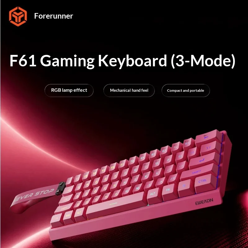

Eweadn F61 Wireless Keyboard And Mouse Combo Mechanical Feeling Tri Mode Rgb Backlight 61 Keys Compact 2000mah For Gaming Office