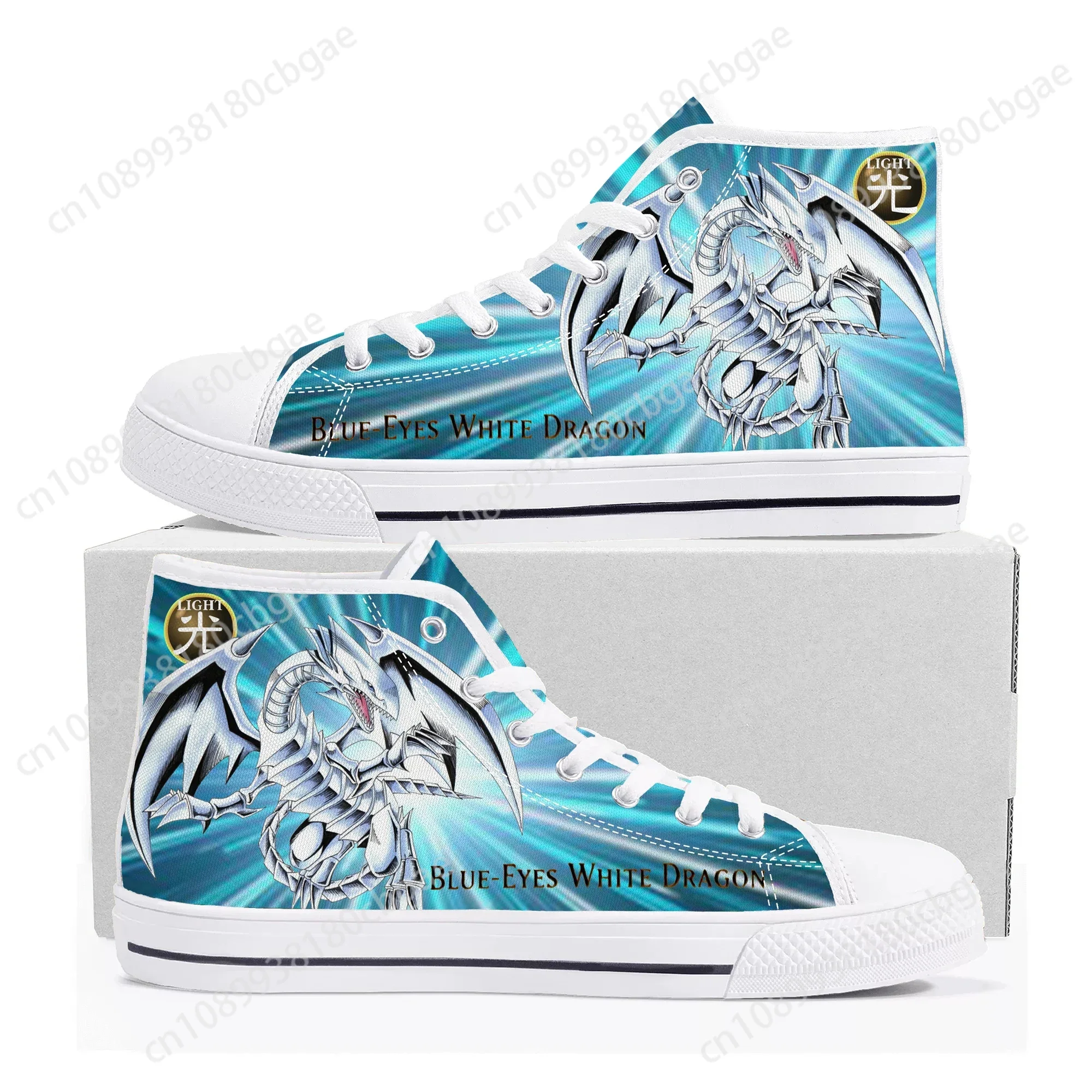 

Blue Eyes White Dragon YuGiOh Seto Kaiba High Top Sneakers Mens Womens Teenager Canvas Sneaker Casual Couple Shoes Custom Shoe