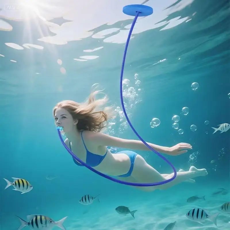 Immagine 3: 【OD】Tubo per il nuoto in silicone completamente impermeabile, anti-ingozzamento, tubo singolo per immersioni, snorkel pieghevole