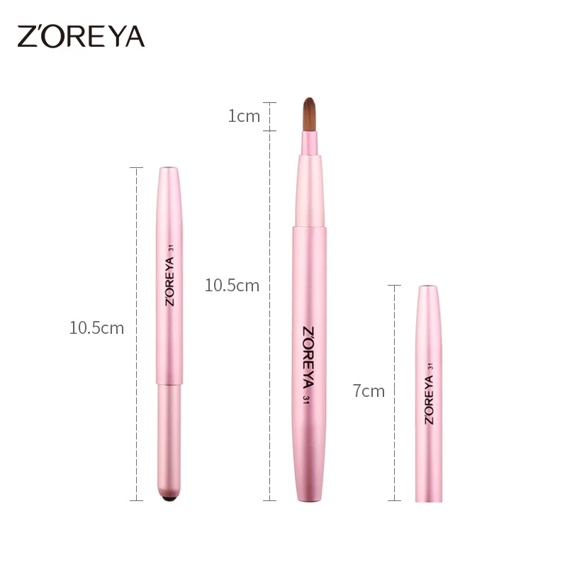 Pinceau de maquillage Z "oreya, brosse en fibre, simple rose, portable, rétractable, Jules, rouge à lèvres