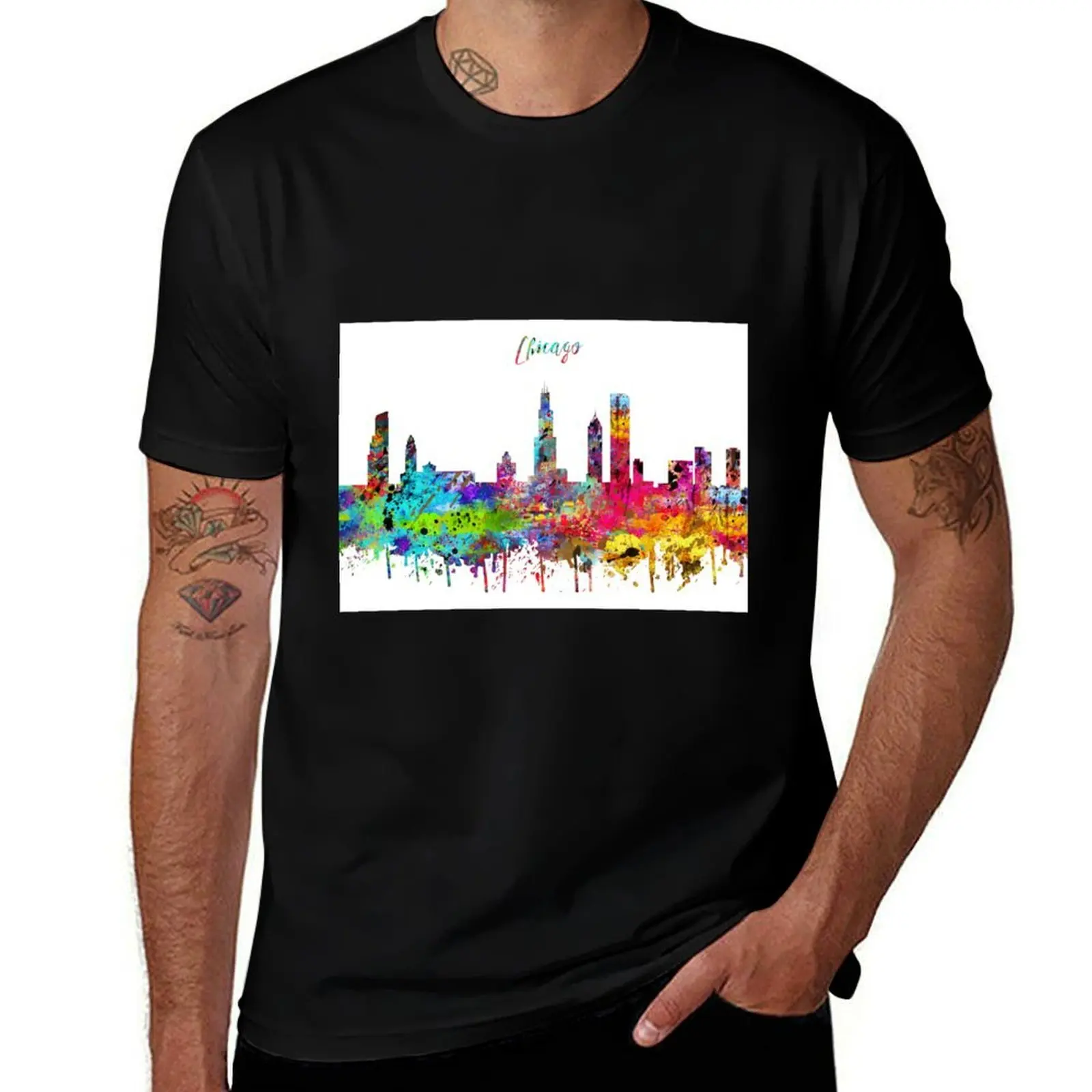 Chicago, Chicago skyline, Chicago Illinois T-Shirt Anti-Pilling Casual T-Shirt
