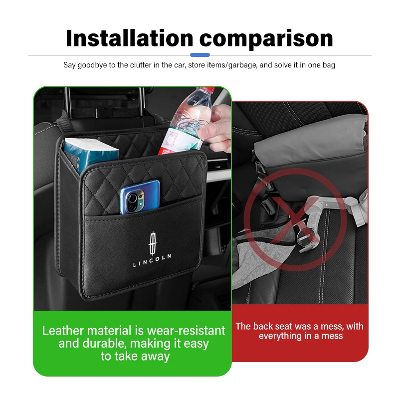 For Lincoln Car Back Seat Storage Universal Bag Organizer Trunk Elastic Mondeo MKZ MKX Aviator Navigator Continental Corsair view 3